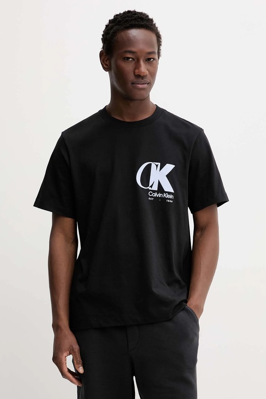 Calvin Klein t-shirt bawełniany nadruk czarny LV04RD823G