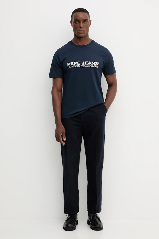 Bavlněné tričko Pepe Jeans PM5010104 námořnická modř AW25