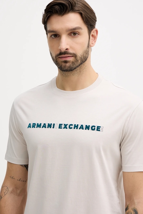 Armani Exchange t-shirt bawełniany beżowy XM001458.AF10364