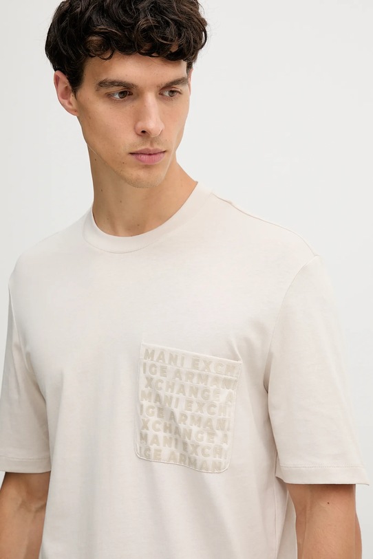 Armani Exchange t-shirt bawełniany beżowy XM001459.AF10362