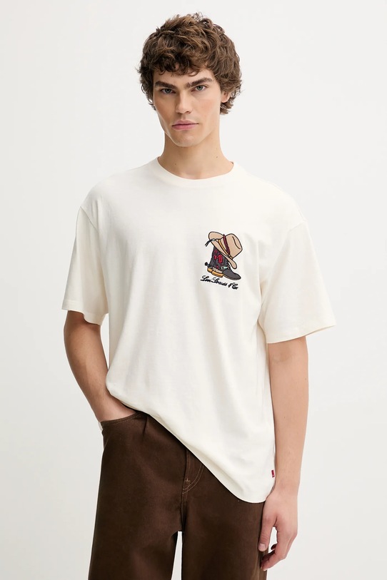 Levi's t-shirt bawełniany aplikacja beżowy 87373.0372