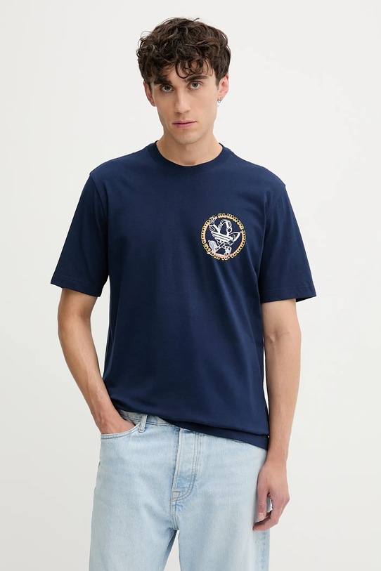 Ρούχα Βαμβακερό μπλουζάκι adidas Originals Trefoil Series Loose Tee JW3016 σκούρο μπλε