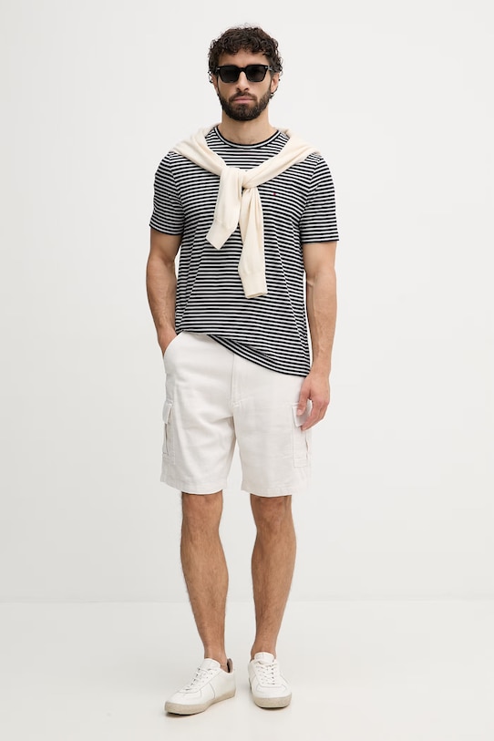 Tommy Hilfiger T-shirt męski bawełniany MW0MW40923 granatowy SS26