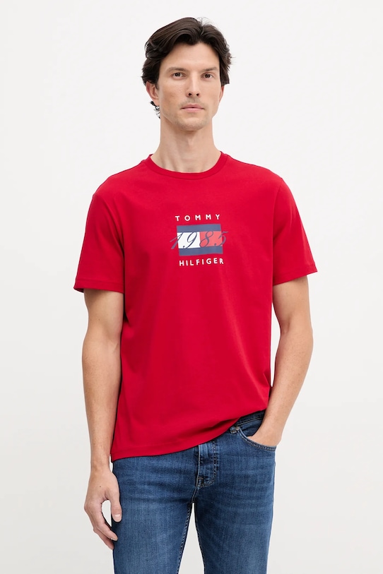 Tommy Hilfiger t-shirt bawełniany nadruk czerwony MW0MW41338