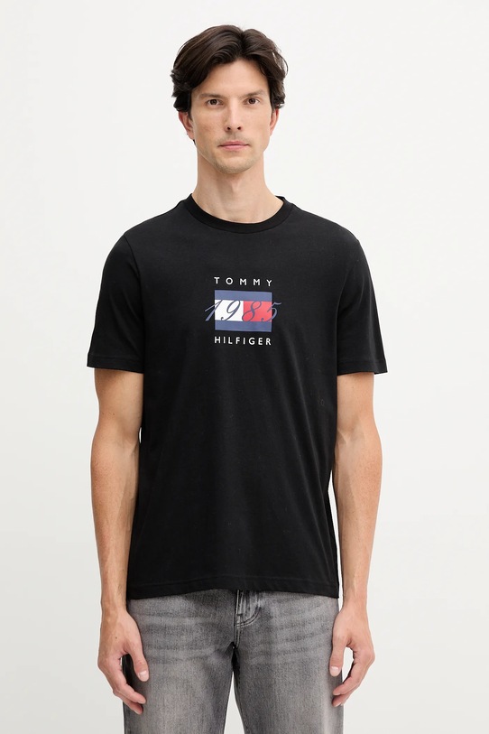 Tommy Hilfiger t-shirt bawełniany nadruk czarny MW0MW41338