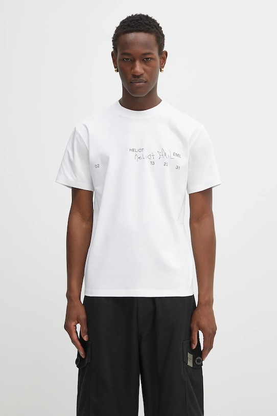 Heliot Emil tricou din bumbac print alb PREAW25.M.09.141.WHT02
