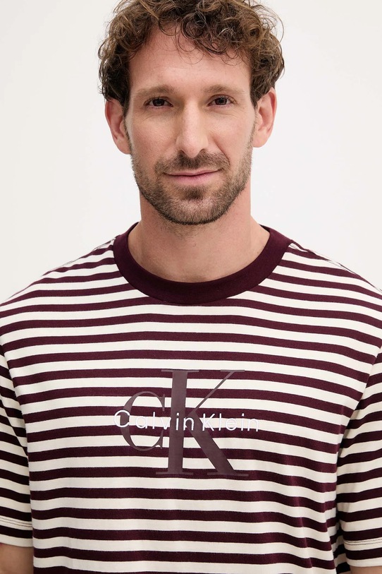 Calvin Klein Jeans pamut póló burgundia LV04RD204G