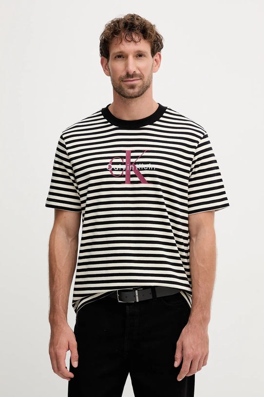 Bavlnené tričko Calvin Klein Jeans regular čierna LV04RD204G