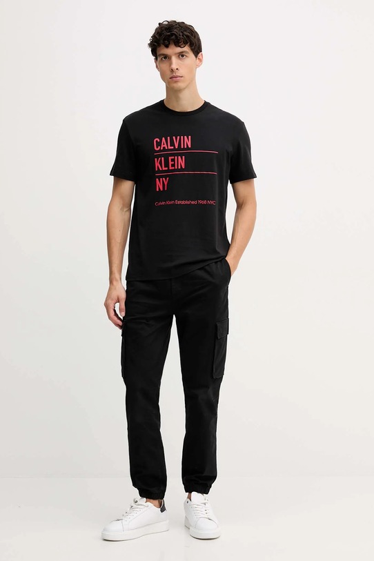 Βαμβακερό μπλουζάκι Calvin Klein Jeans LV04RD818G μαύρο AW25