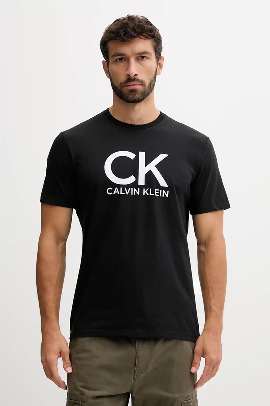Calvin Klein Jeans tricou din bumbac print negru LV04RD819G