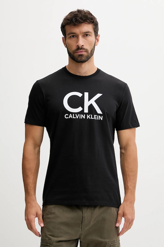 Calvin Klein Jeans tricou din bumbac print negru LV04RD819G