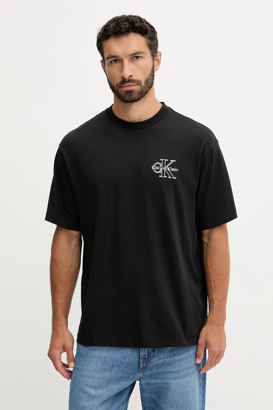 Bavlněné tričko Calvin Klein Jeans kulatý černá LV04RC856G