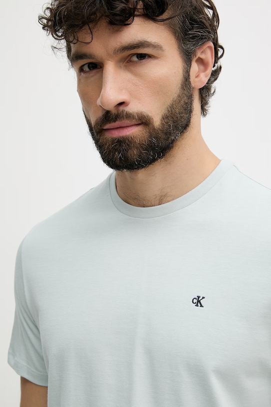 Calvin Klein Jeans kratka majica moška bombažna turkizna LV04RD254G