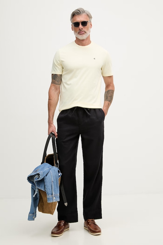 Calvin Klein Jeans tricou bărbătesc din bumbac LV04RD254G galben SS26