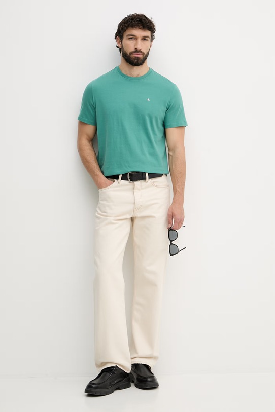 Calvin Klein Jeans férfi pamut póló LV04RD254G zöld SS26