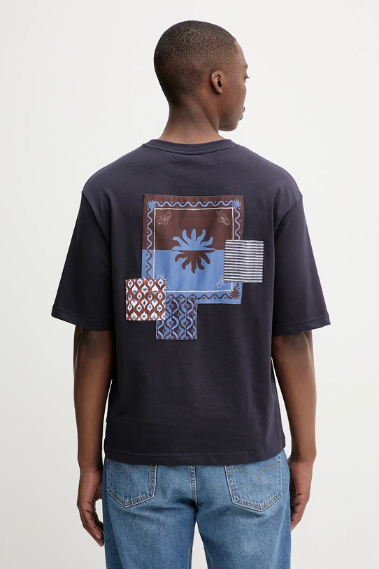 Desigual t-shirt bawełniany PALMA aplikacja granatowy 25WMTK10