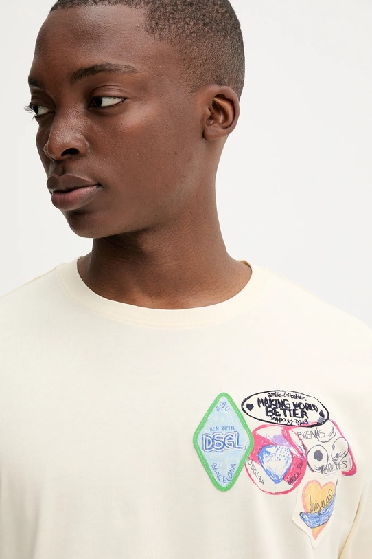 Desigual t-shirt bawełniany BCN beżowy 25WMTK11