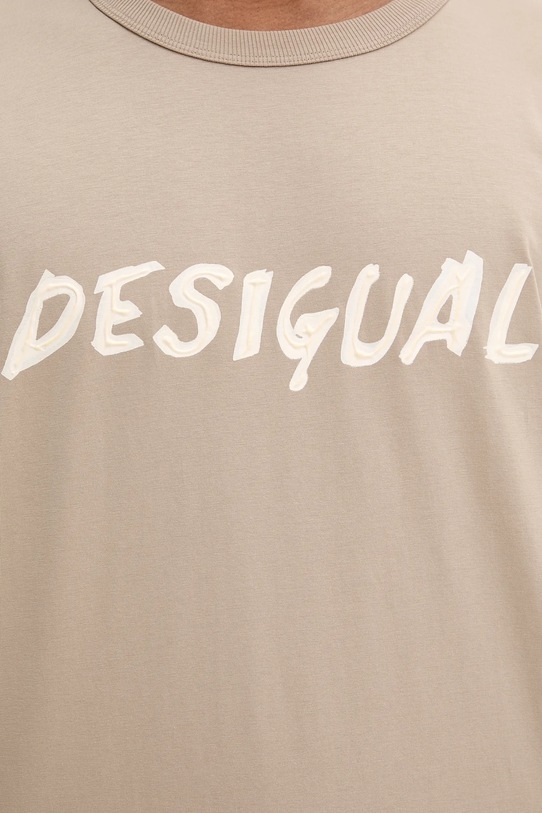 Desigual t-shirt bawełniany VICENTE 25WMTK20 brązowy