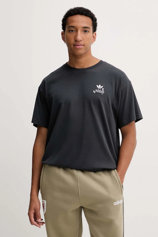 adidas Originals tricou din bumbac Supper Club Tee imprimeu gri HY2062