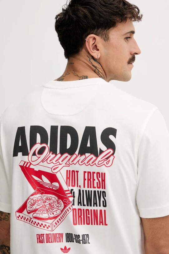 Bavlněné tričko adidas Originals Pizza Box Tee bílá HY2073