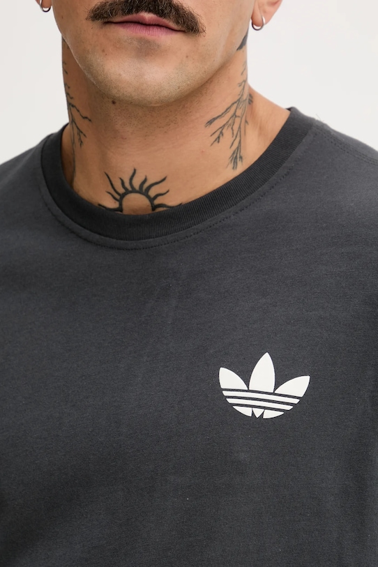 adidas Originals pamut póló Pizza Box Tee HY2074 szürke