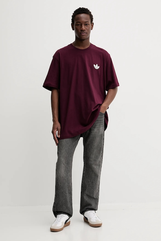 adidas Originals tricou din bumbac Pizza Box Tee HY2075 burgundia AW25