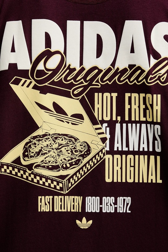 adidas Originals tricou din bumbac Pizza Box Tee HY2075 burgundia