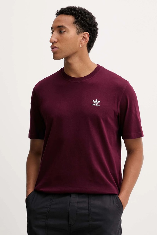Βαμβακερό μπλουζάκι adidas Originals Essentials βαμβάκι μπορντό HY2077