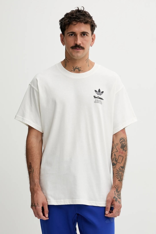 Odzież adidas Originals t-shirt bawełniany JP Racing Manga HY2085 beżowy