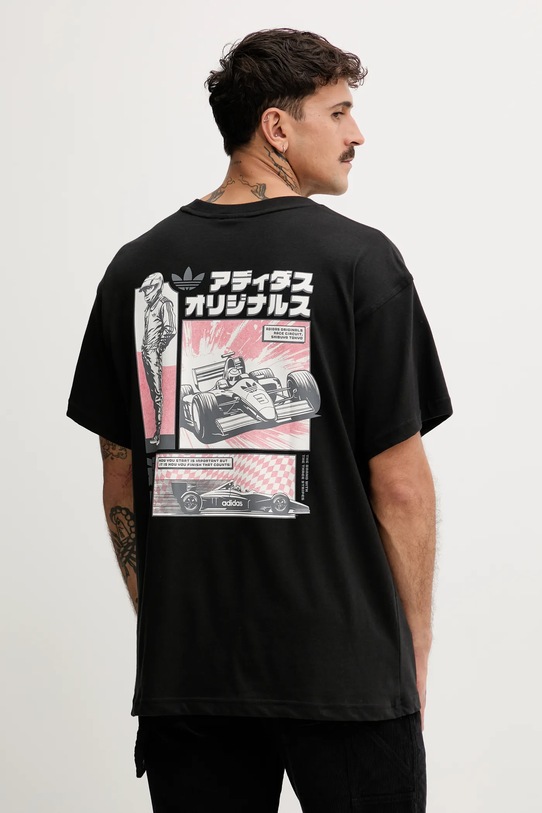 adidas Originals t-shirt JP Racing Manga nadruk czarny HY2086