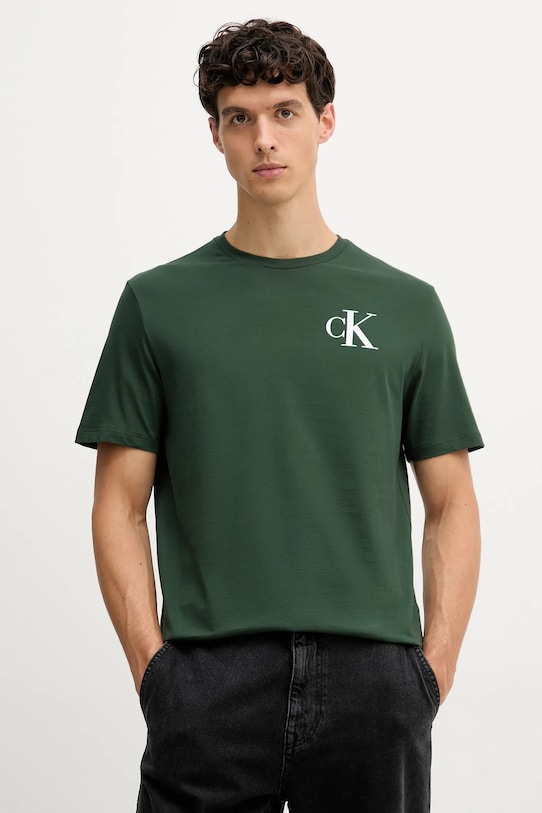 Хлопковая футболка Calvin Klein Jeans хлопок зелёный LV04RD865G
