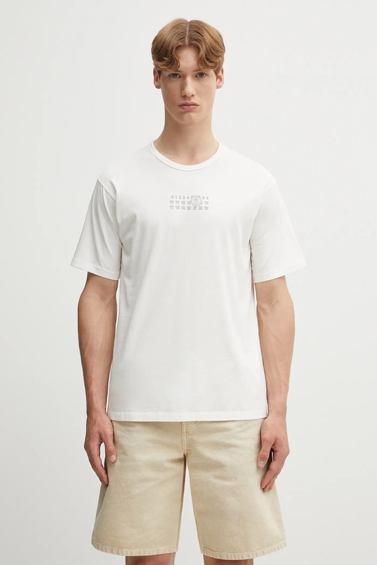 MM6 Maison Margiela t-shirt bawełniany nadruk biały SH0GC0057.S24312.101