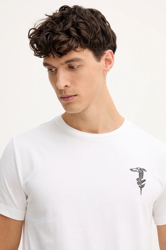 Bavlněné tričko Trussardi bílá G0278200050N