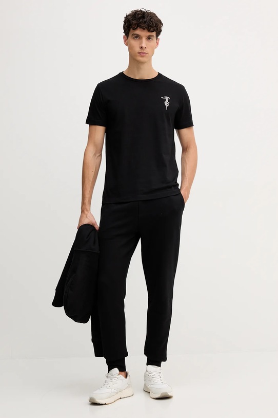 Памучна тениска Trussardi G0278200050N черен AW25