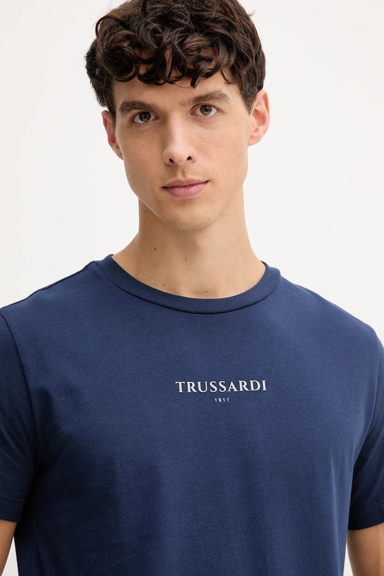 Oblečení Bavlněné tričko Trussardi G0308000054N námořnická modř