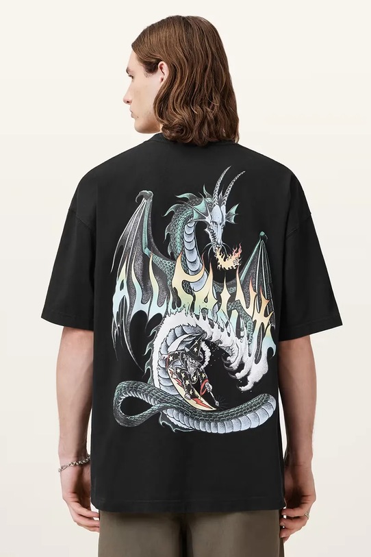 AllSaints t-shirt bawełniany DRAGON nadruk czarny M036PC