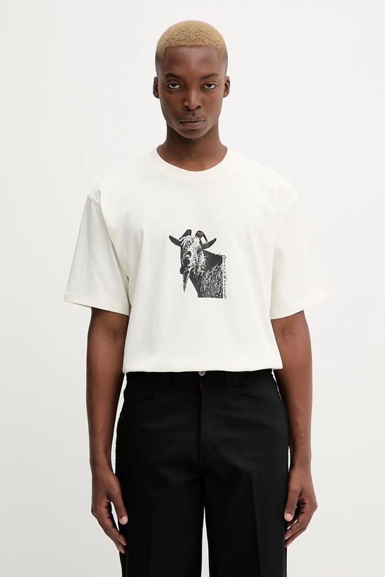 Dickies t-shirt bawełniany nadruk beżowy DK0A8672