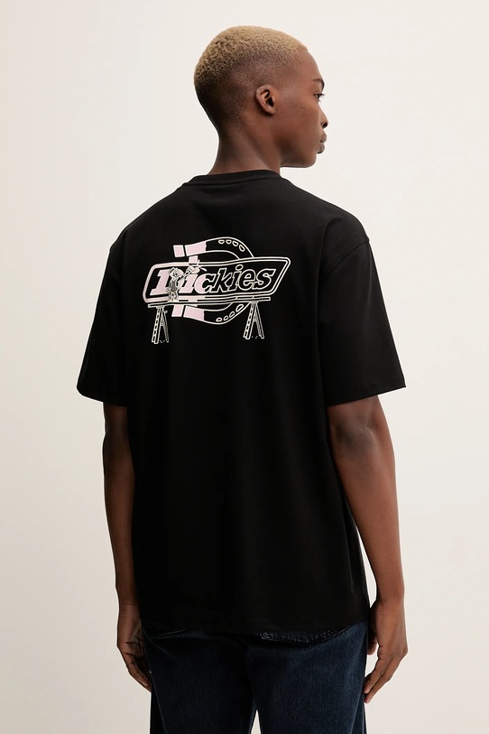Βαμβακερό μπλουζάκι Dickies στάμπα μαύρο DK0A87QP