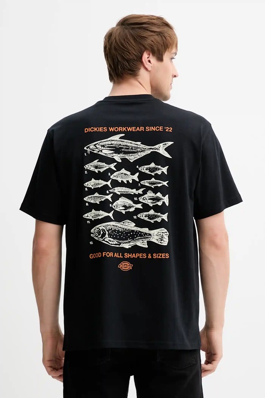 Dickies t-shirt bawełniany nadruk czarny DK0A87QG