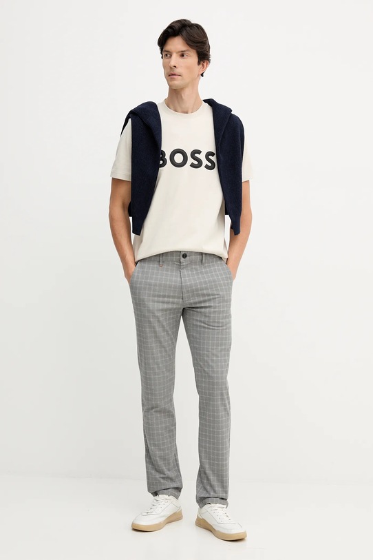 BOSS Green t-shirt bawełniany 50548411 beżowy AW25