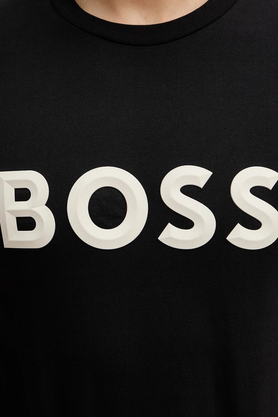 Βαμβακερό μπλουζάκι BOSS Green 50548411 μαύρο
