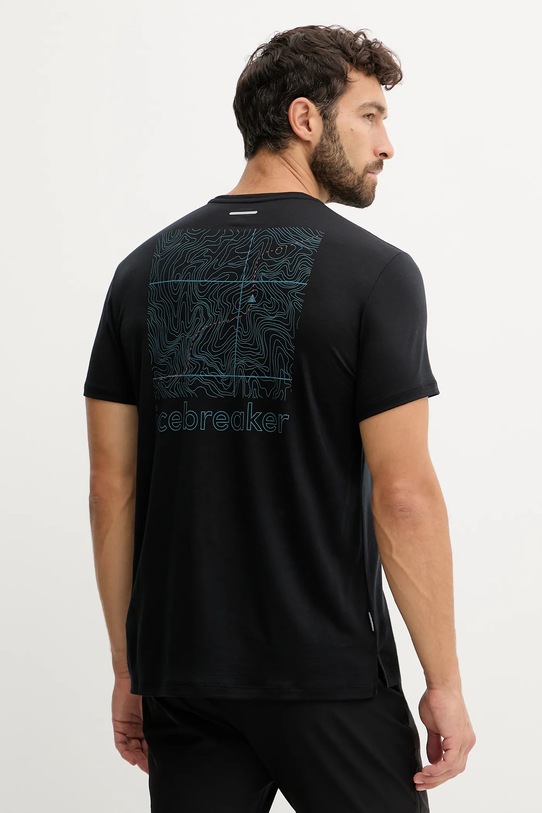 Icebreaker tricou funcțional Merino Blend 125 print negru IB0A57CN0011