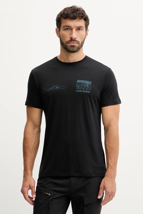 Îmbrăcăminte Icebreaker tricou funcțional Merino Blend 125 IB0A57CN0011 negru