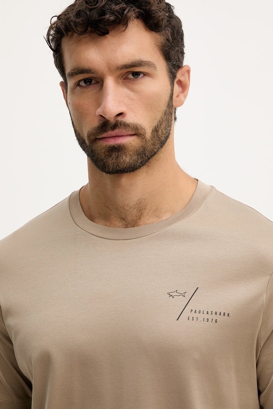 Paul&Shark t-shirt bawełniany Knitwear beżowy 15311622