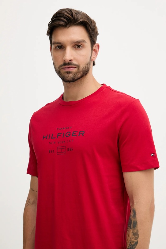 Tommy Hilfiger t-shirt bawełniany czerwony MW0MW40002