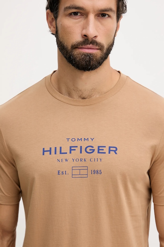 Tommy Hilfiger t-shirt bawełniany brązowy MW0MW40002