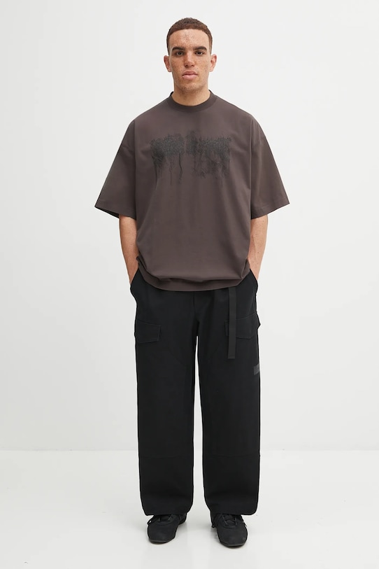 Памучна тениска VETEMENTS Cof Double Dripping Logo Regular UCF76TR450C кафяв