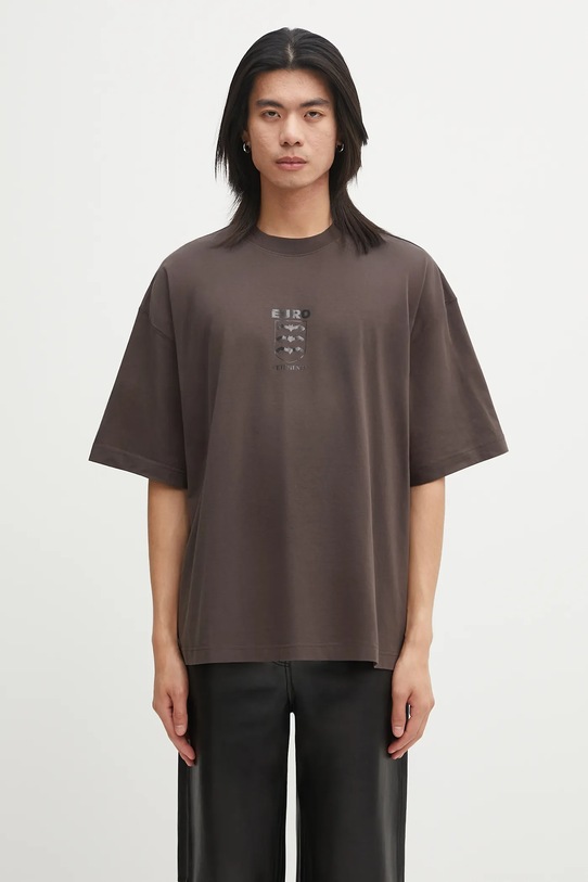 Βαμβακερό μπλουζάκι VETEMENTS Bats Logo Regular χαλαρό καφέ UH76TR650C