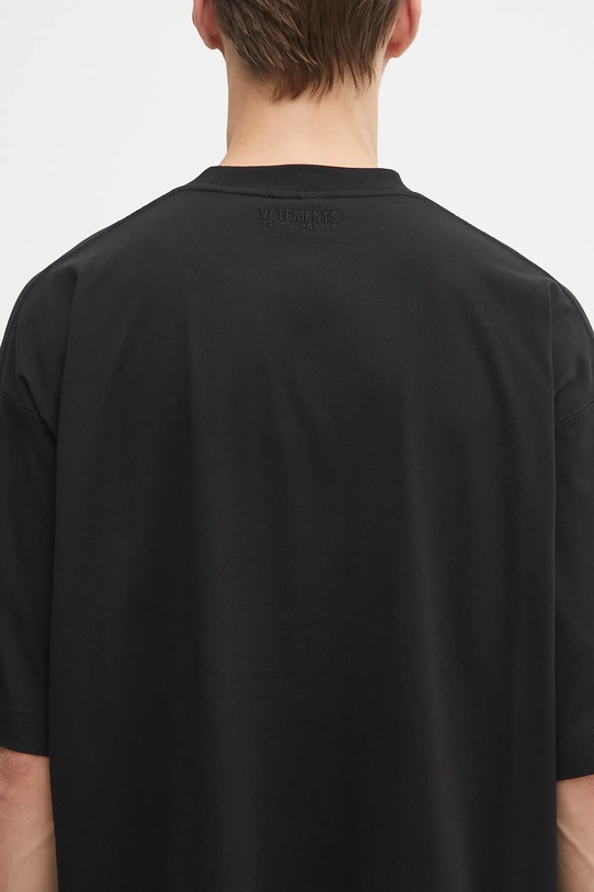 VETEMENTS t-shirt bawełniany Logo Regular UH76TR100B czarny