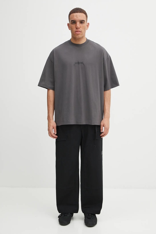 Памучна тениска VETEMENTS Metal Logo Regular UH76TR600M сив